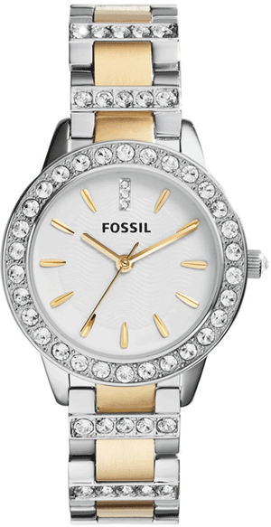 Buy Shop Fossil Jesse Crystals White Dial Two Tone Steel Strap Watch for Women - ES2409 USA Online