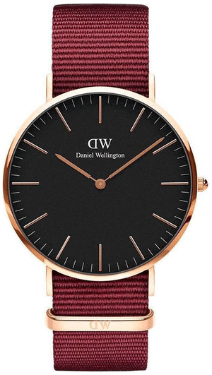 Buy Shop Daniel Wellington Classic Roselyn Black Dial Maroon Nylon Strap Watch For Women - DW00100269 USA Online