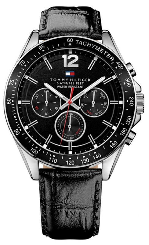 Buy Shop Tommy Hilfiger Luke Quartz Black Dial Black Leather Strap Watch for Men - 1791117 USA Online