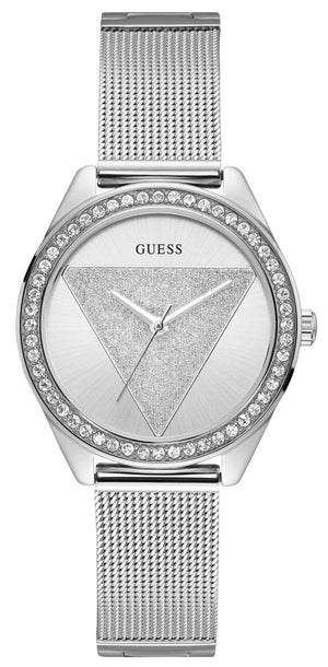 Buy Shop Guess Tri Glitz Quartz Silver Dial Silver Mesh Bracelet Watch For Women - W1142L1 USA Online