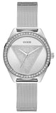 Buy Shop Guess Tri Glitz Quartz Silver Dial Silver Mesh Bracelet Watch For Women - W1142L1 USA Online