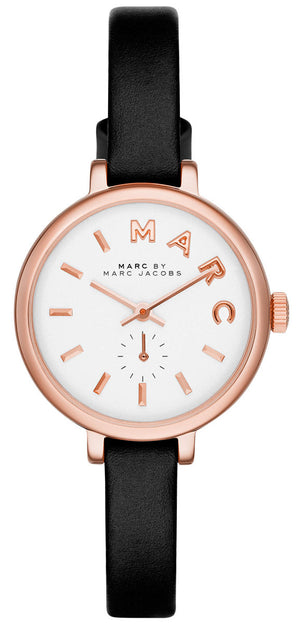 Buy Shop Marc Jacobs Sally White Dial Black Leather Strap Watch for Women - MBM1352 USA Online