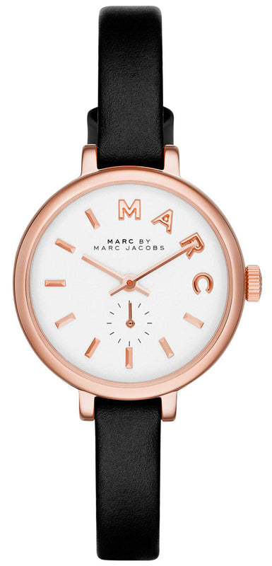 Buy Shop Marc Jacobs Sally White Dial Black Leather Strap Watch for Women - MBM1352 USA Online