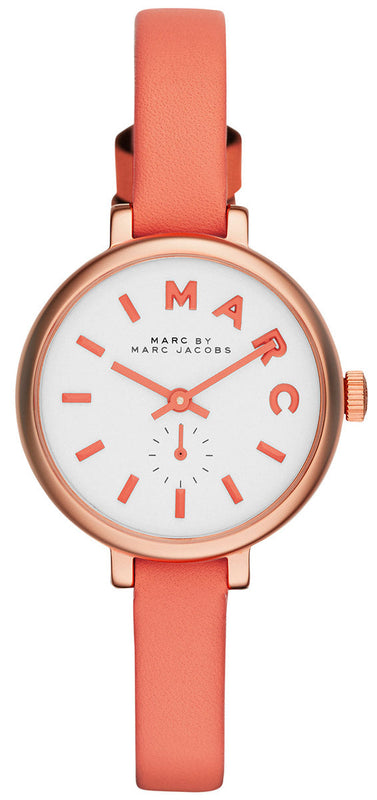 Buy Shop Marc Jacobs Sally White Dial Orange Leather Strap Watch for Women - MBM1355 USA Online