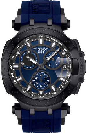 Tissot T Race Chronograph Blue Dial Blue Silicone Strap Watch For Men - T115.417.37.041.00