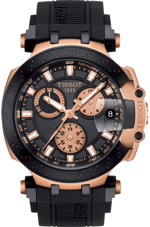 Tissot T Race Chronograph Black Dial Black Silicone Strap Watch For Men - T115.417.37.051.00