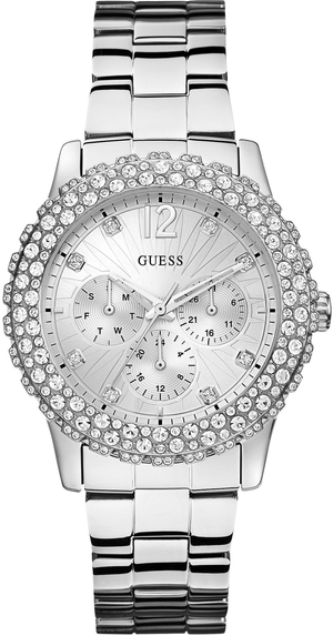 Buy Shop Guess Dazzler Diamonds Silver Dial Silver Steel Strap Watch for Women - W0335L1 USA Online