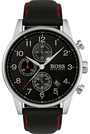 Buy Shop Hugo Boss Navigator Black Dial Black Leather Strap Watch for Men - 1513535 USA Online