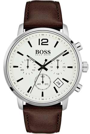 Buy Shop Hugo Boss Attitude White Dial Brown Leather Strap Watch for Men - 1513609 USA Online