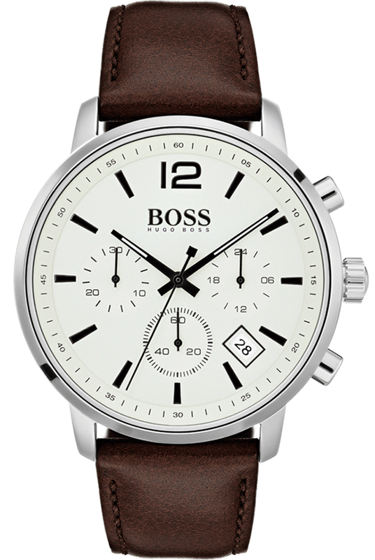 Buy Shop Hugo Boss Attitude White Dial Brown Leather Strap Watch for Men - 1513609 USA Online