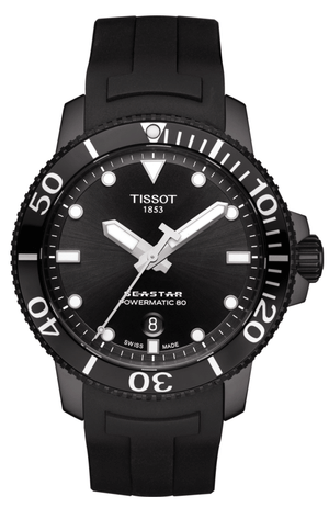 Tissot Seastar 1000 Powermatic 80 Black Dial Black Rubber Strap Watch For Men - T120.407.37.051.00