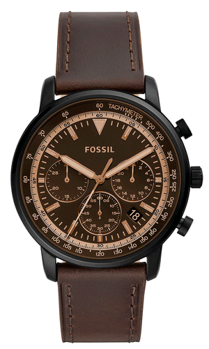 Buy Shop Fossil Goodwin Chronograph Brown Dial Brown Leather Strap Watch for Men - FS5529 USA Online