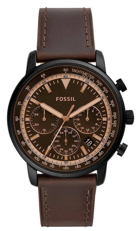 Buy Shop Fossil Goodwin Chronograph Brown Dial Brown Leather Strap Watch for Men - FS5529 USA Online