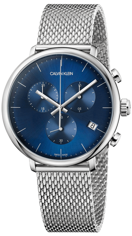 Buy Shop Calvin Klein High Noon Chronograph Blue Dial Silver Mesh Bracelet Watch for Men - K8M2712N USA Online
