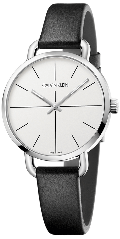 Buy Shop Calvin Klein Evan White Dial Black Leather Strap Watch for Women - K7B231CY USA Online