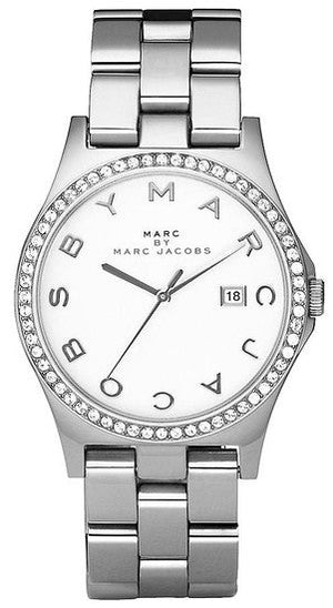 Buy Shop Marc Jacobs Henry Diamonds White Dial Silver Steel Strap Watch for Women - MBM3044 USA Online