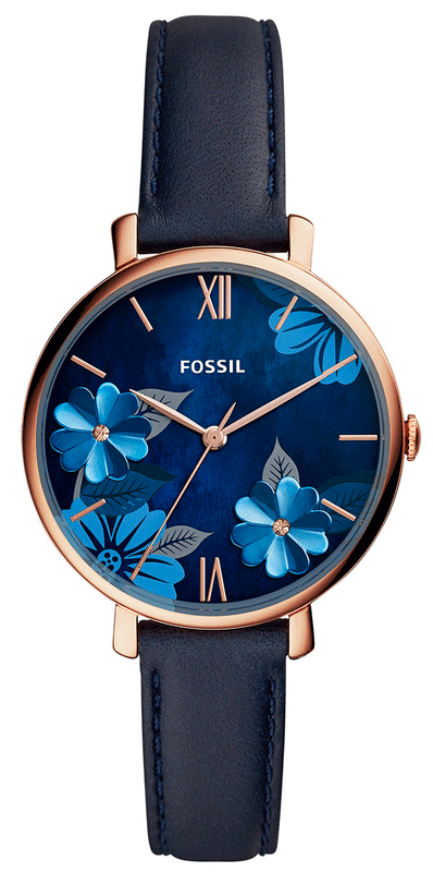 Buy Shop Fossil Jacqueline Blue Dial Blue Leather Strap Watch for Women - ES4673 USA Online