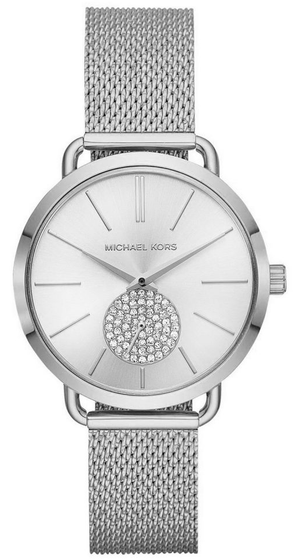 Buy Shop Michael Kors Portia Silver Dial Silver Mesh Bracelet Watch for Women - MK3843 USA Online