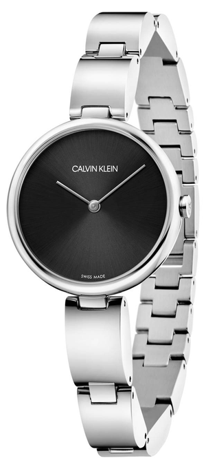Buy Shop Calvin Klein Wavy Black Dial Silver Steel Strap Watch for Women - K9U23141 USA Online