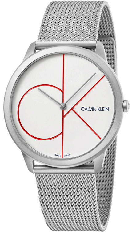 Buy Shop Calvin Klein Minimal White Dial Silver Mesh Bracelet Watch for Men - K3M51152 USA Online
