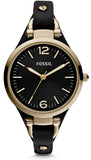Buy Shop Fossil Georgia Black Dial Black Leather Strap Watch for Women - ES3148 USA Online