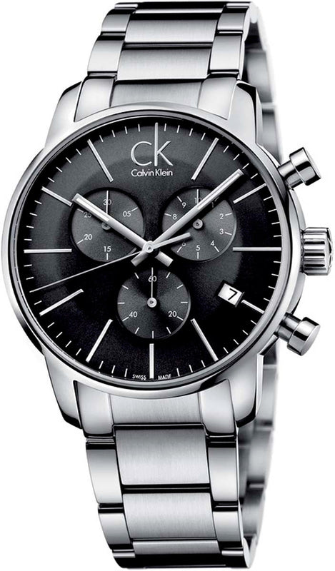 Buy Shop Calvin Klein City Chronograph Black Dial Silver Steel Strap Watch for Men - K2G27143 USA Online