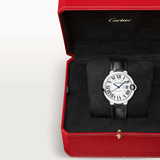 Buy Shop Cartier Ballon Bleu De Cartier Silver Dial Black Leather Strap Watch for Women - WSBB0028 USA Online