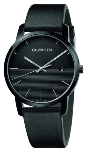 Buy Shop Calvin Klein City Quartz Black Dial Black Leather Strap Watch for Men - K2G2G4C1 USA Online