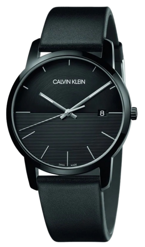 Buy Shop Calvin Klein City Quartz Black Dial Black Leather Strap Watch for Men - K2G2G4C1 USA Online