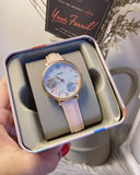 Buy Shop Fossil Jacqueline Three Hand Mother of Pearl Dial Pink Leather Strap Watch for Women - ES4671 USA Online