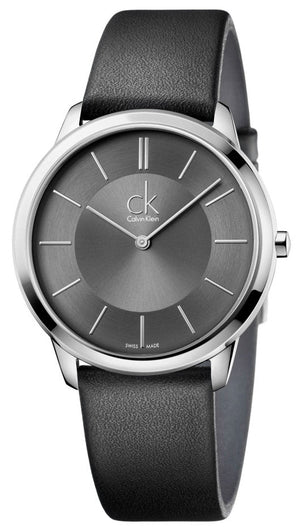 Buy Shop Calvin Klein Minimal Black Dial Black Leather Strap Watch for Men - K3M211C4 USA Online