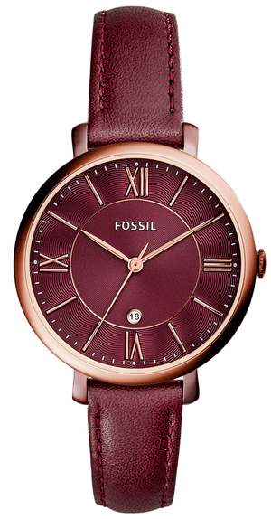 Buy Shop Fossil Jacqueline Burgundy Dial Burgundy Leather Strap Watch for Women - ES4099 USA Online