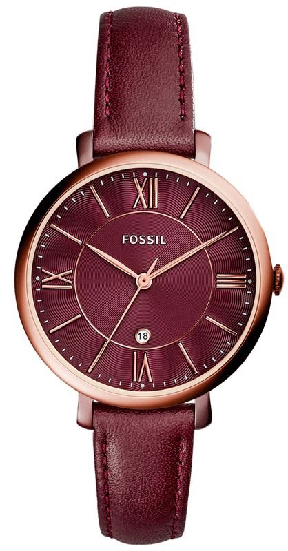 Buy Shop Fossil Jacqueline Burgundy Dial Burgundy Leather Strap Watch for Women - ES4099 USA Online