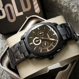 Buy Shop Fossil Machine Chronograph Black Dial Black Steel Strap Watch for Men - FS4682 USA Online