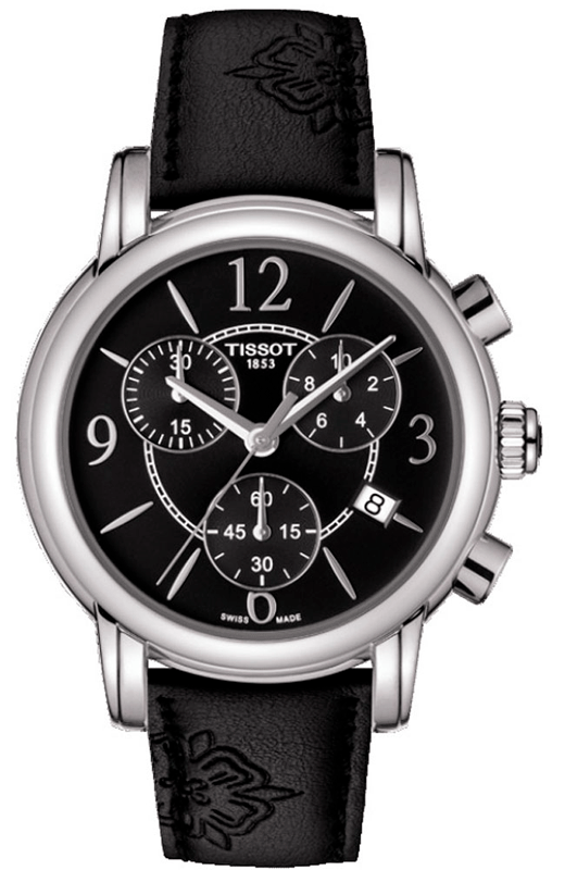 Buy Shop Tissot Dressport Chronograph Black Dial Black Leather Strap Watch for Women - T050.217.17.057.00 USA Online