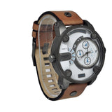 Buy Shop Diesel SBA Dual Time Chronograph White Dial Brown Leather Strap Watch For Men - DZ7269 USA Online