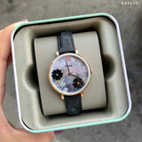 Buy Shop Fossil Jacqueline Mother of Pearl Dial Black Leather Strap Watch for Women - ES4535 USA Online