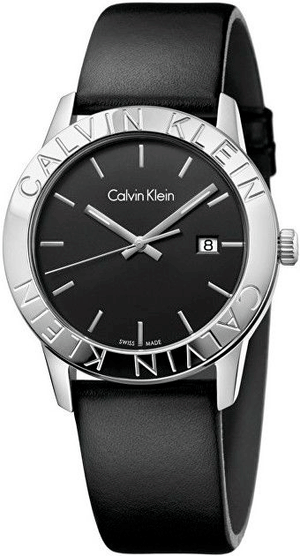 Buy Shop Calvin Klein Steady Black Dial Black Leather Strap Watch for Women - K7Q211C1 USA Online
