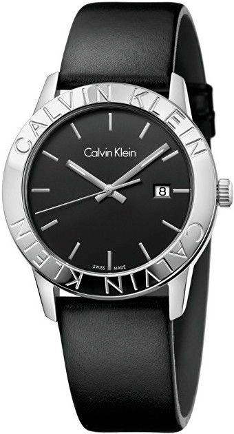 Buy Shop Calvin Klein Steady Black Dial Black Leather Strap Watch for Women - K7Q211C1 USA Online