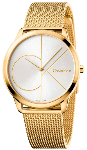 Buy Shop Calvin Klein Minimal White Dial Gold Mesh Bracelet Watch for Men - K3M21526 USA Online
