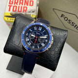 Buy Shop Fossil Grant Chronograph Blue Dial Blue Leather Strap Watch for Men - FS5373 USA Online
