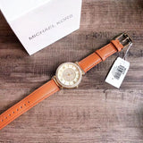 Buy Shop Michael Kors Catlin Champagne Dial Brown Leather Strap Watch for Women - MK2375 USA Online