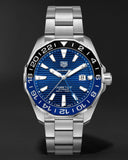 Buy Shop Tag Heuer Aquaracer GMT Calibre 6 Automatic Blue Dial Silver Steel Strap Watch for Men - WAY201T.BA0927 USA Online