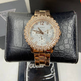 Buy Shop Guess Dazzler Diamonds Silver Dial Rose Gold Steel Strap Watch for Women - W0335L3 USA Online