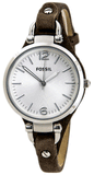 Buy Shop Fossil Georgia White Dial Brown Leather Strap Watch for Women - ES3060 USA Online