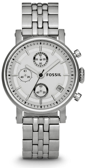 Buy Shop Fossil Boyfriend Chronograph Silver Dial Silver Steel Strap Watch for Women - ES2198 USA Online