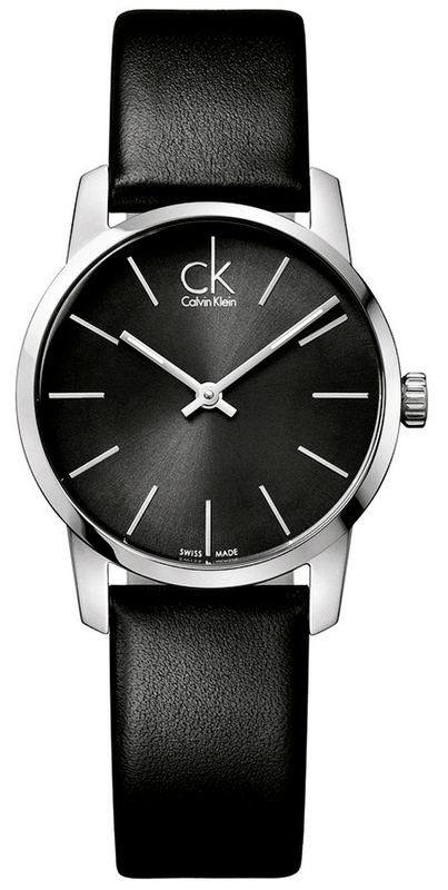 Buy Shop Calvin Klein City Black Dial Black Leather Strap Watch For Women - K2G23107 USA Online