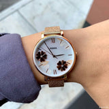 Buy Shop Fossil Jacqueline Three-Hand White Dial Rose Gold Mesh Bracelet Watch for Women - ES4534 USA Online