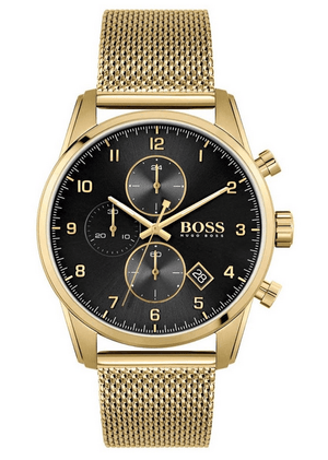 Buy Shop Hugo Boss Skymaster Black Dial Gold Mesh Bracelet Watch for Men - 1513838 USA Online