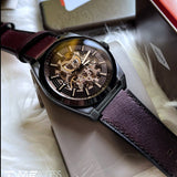 Buy Shop Fossil Everett Automatic Analog Black Dial Brown Leather Strap Watch for Men - ME3207 USA Online
